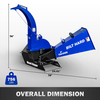 BILT HARD wood chipper overall dimensions