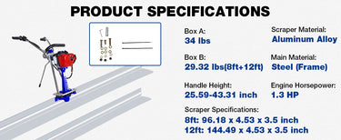 BILT HARD concrete power screed specifications and accessories