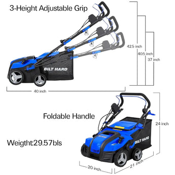 16-Inch Electric-Powered Dethatcher Scarifier with 15 Amp Copper Motor, 5-Position Depth Adjustment, 14.5 Gallon Thatch Bag. 2-in-1 Walk-Behind Thatch Removing Machine