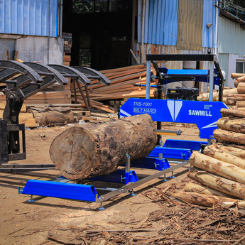 BILT HARD portable sawmill cutting timber outdoors