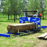 BILT HARD portable sawmill cutting large logs outdoors