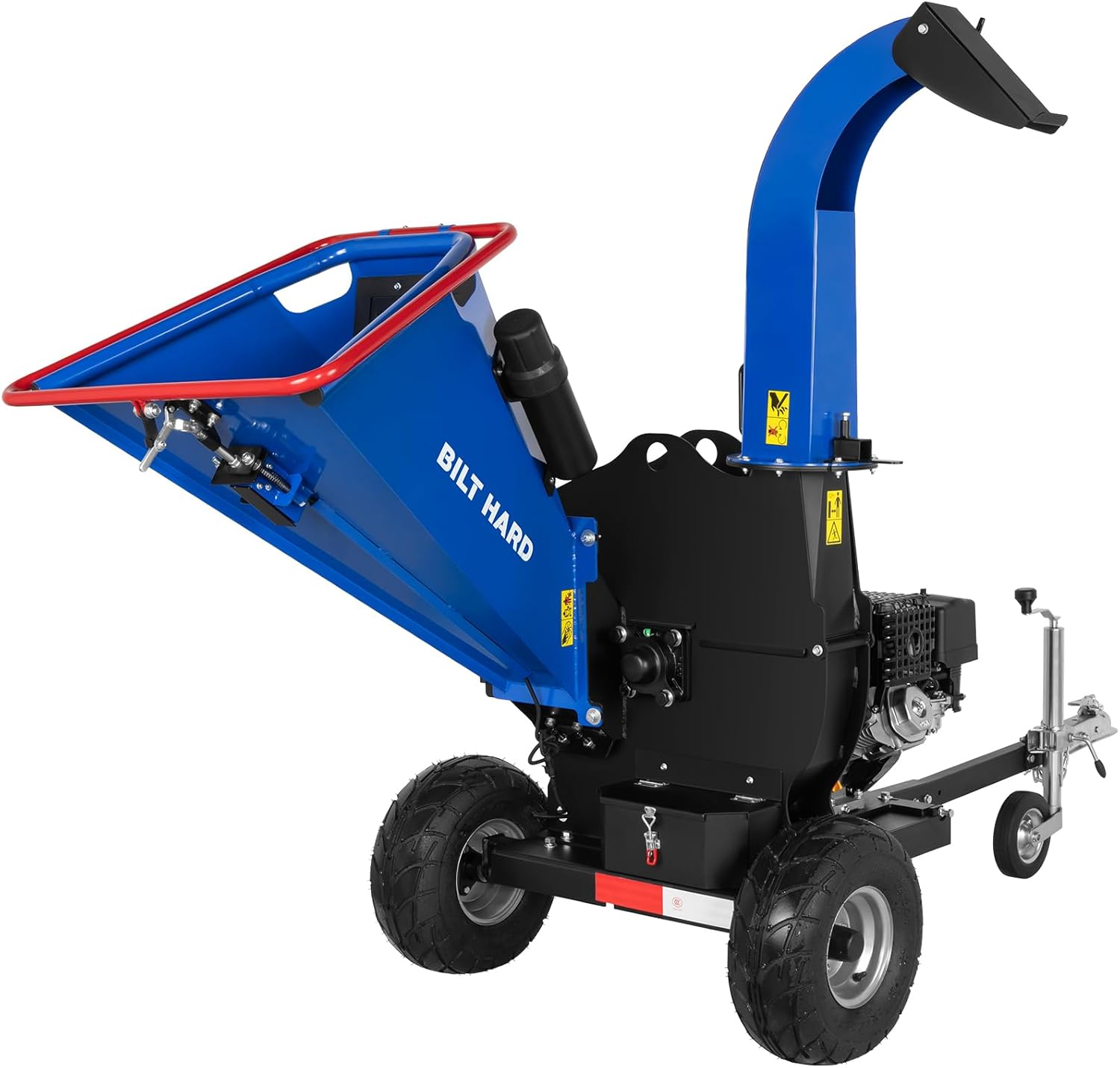 BILT HARD 5-Inch E-Start 420cc 15HP Gas Powered Disc Wood Chipper with 2'' Coupler Tow Hitch, Towable Wood Chipper Leaf Branch Shredder Mulcher with Towbar, Emergency Stop Bar