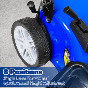 BILT HARD lawn mower eight-position cutting height adjustment.