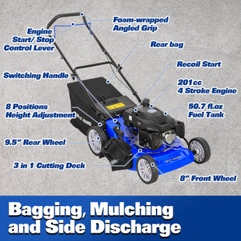 BILT HARD gas lawn mower feature overview