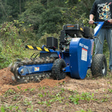 BILT HARD walk-behind trencher cutting soil outdoors