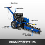 BILT HARD 24-inch walk-behind trencher product features.