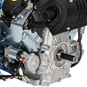 Engine motor shaft and starter assembly close up view