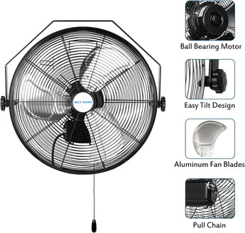 BILT HARD 14 in. 3000 CFM Outdoor Wall Mount Fan, 3-Speed Waterproof Wall Fan Industrial Grade High Velocity Outdoor Fans for Patio, Commercial, Garage, and Gazebo Use, UL Listed