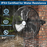 BILT HARD 14 in. 3000 CFM Outdoor Wall Mount Fan, 3-Speed Waterproof Wall Fan Industrial Grade High Velocity Outdoor Fans for Patio, Commercial, Garage, and Gazebo Use, UL Listed