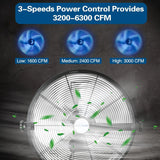 BILT HARD 14 in. 3000 CFM Outdoor Wall Mount Fan, 3-Speed Waterproof Wall Fan Industrial Grade High Velocity Outdoor Fans for Patio, Commercial, Garage, and Gazebo Use, UL Listed