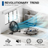 BILT HARD 16 Inch Rechargeable Battery Operated Outdoor Floor Fan, 15600mAh Battery Powered High Velocity Portable Fan with Metal Blade, Run All Day, USB Output