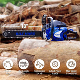 BILT HARD 18 Inch Gas Chainsaw, 46cc 2.4 HP Gas Power Chain Saw with Automatic Oiler, 2-Cycle Engine, Petrol Handheld Gasoline Chainsaws for Wood Cutting, EPA Certified