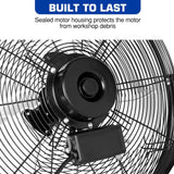 BILT HARD 18" Industrial Wall Mount Fan, 3-Speeds High Velocity Wall Fan with Sealed Motor, 4300 CFM Heavy Duty Metal Barn Fans