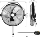 BILT HARD 20 in. 5400 CFM Outdoor Wall Mount Fan, 3-Speed Waterproof Wall Fan Industrial Grade High Velocity Outdoor Fans for Patio, Commercial, Garage, and Gazebo Use, UL Listed