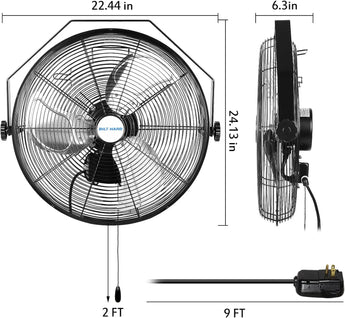 BILT HARD 20 in. 5400 CFM Outdoor Wall Mount Fan, 3-Speed Waterproof Wall Fan Industrial Grade High Velocity Outdoor Fans for Patio, Commercial, Garage, and Gazebo Use, UL Listed
