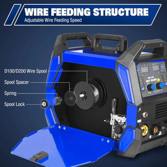 BILT HARD 200A MIG Welder, MIG/Flux Core MIG/Lift TIG/Stick 4-in-1 Welding Machine w/IGBT Inverter, 110V/220V Multi-Process Welder with Screen Display