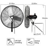 BILT HARD 24 in. 6300 CFM Outdoor Oscillating Wall Fan, 3-Speed Heavy Duty Outdoor Waterproof Wall Fans, High Velocity Outdoor Fans for Patio, Industrial, Commercial, Warehouse and Jobsites, UL Listed