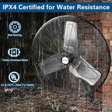 BILT HARD 24 in. 6300 CFM Outdoor Oscillating Wall Fan, 3-Speed Heavy Duty Outdoor Waterproof Wall Fans, High Velocity Outdoor Fans for Patio, Industrial, Commercial, Warehouse and Jobsites, UL Listed