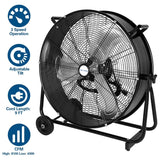 BILT HARD 24" 8100 CFM High Velocity Industrial Drum Fan, 3-Speed Heavy Duty Metal Shop Fan, UL Listed