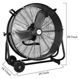 BILT HARD 24" 8100 CFM High Velocity Industrial Drum Fan, 3-Speed Heavy Duty Metal Shop Fan, UL Listed