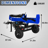 BILT HARD 35-Ton Full Beam Gas Log Splitter: 10hp 301cc OHV Engine, 23" Stroke