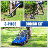 BILT HARD 40V 17" Brushless Cordless Lawn Mower, 2-in-1 12" String Trimmer & Edger and Leaf Blower Combo Set, Electric Battery Lawn Mower Set with 3 x 5.0Ah Batteries and Dual Charger