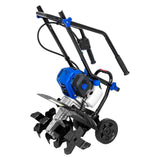 BILT HARD 46cc 4-Cycle 1.9HP Gas Tiller Cultivator – 16" Heavy-Duty Steel Tines, Adjustable Wheels & Cushioned Handles for Powerful Plowing, Tilling & Weeding in Gardens & Farms