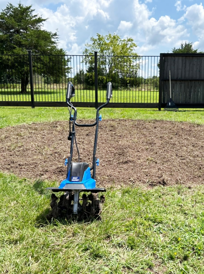 BILT HARD electric tiller cultivator preparing garden soil