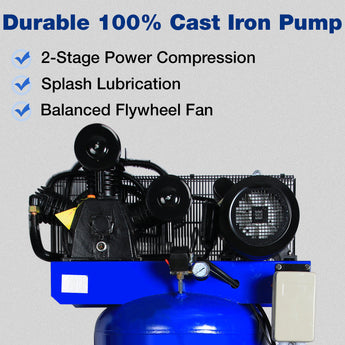 BILT HARD 80-gallon air compressor cast iron pump