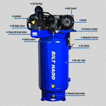 BILT HARD 80-gallon vertical air compressor