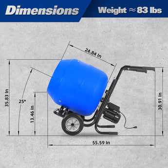 BILT HARD 6 cu ft concrete mixer dimensions