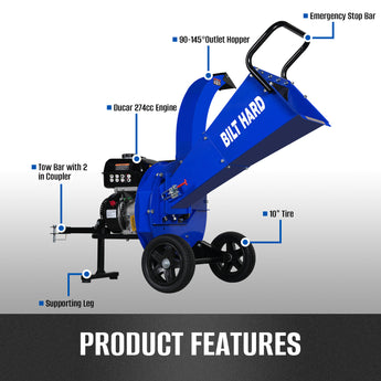 BILT HARD 274cc Towable Wood Chipper