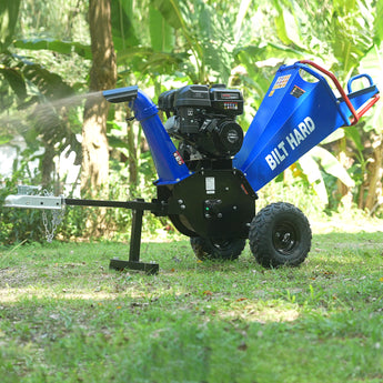 BILT HARD wood chipper mulching branches in garden