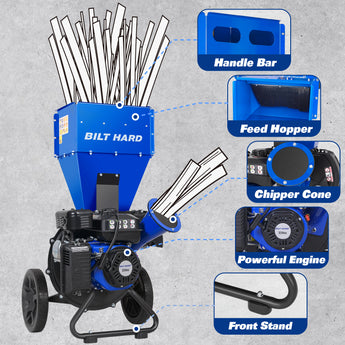 BILT HARD wood chipper component and cutting system details