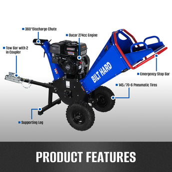 BILT HARD towable wood chipper shredder