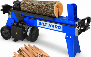 BILT HARD electric log splitter with split firewood for wood burning