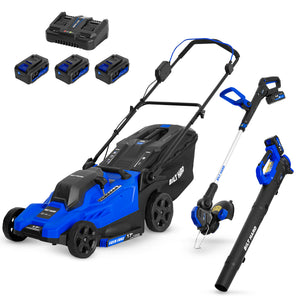 BILT HARD 40V 17" Brushless Cordless Lawn Mower with 2-in-1 12" String Trimmer/Edger and Leaf Blower Combo Set