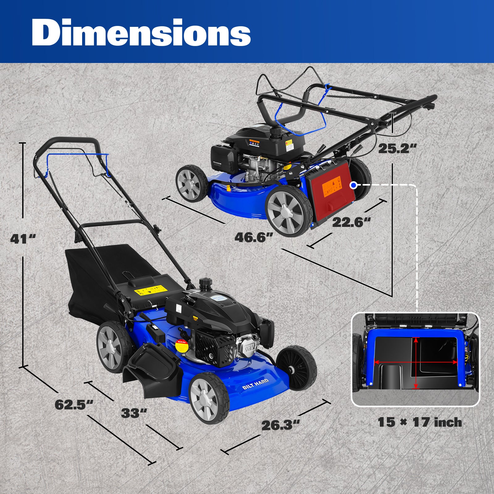 Lawnmower Gas BILT HARD 21 Inch Self Propelled Gas Lawn Mower