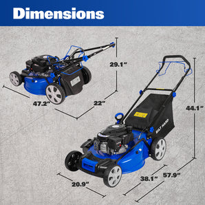 BILT HARD 22 Inch Self Propelled Gas Lawn Mower, 170cc 4-Cycle OHV Engine, 3-in-1 Functions (Bagging, Mulching and Side Discharge) with 7-Positions Adjustable Cutting Height, Easy Start