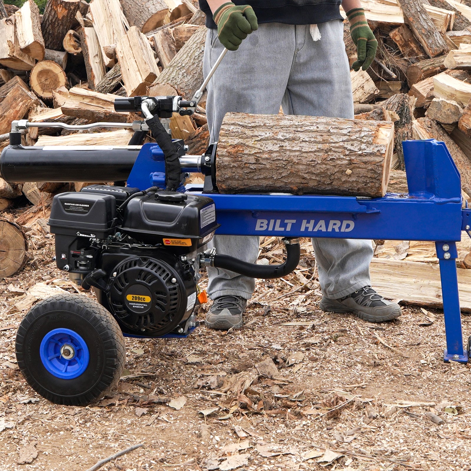 Built Log Splitter LOG-X Series 18-Ton Full Beam Gas Log Splitter: 7hp 209cc OHV Engine ...