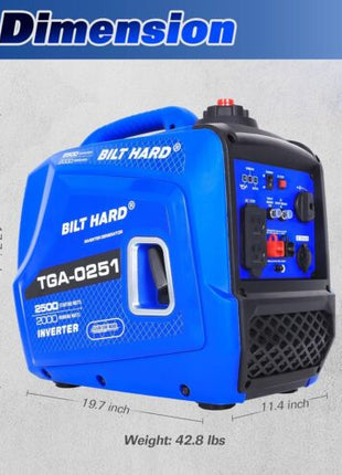 BILT HARD 2500W Portable Quiet Inverter Generator Gasoline 80cc 4 Stroke Engine