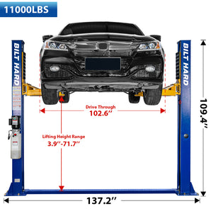 BILT HARD  11,000 lbs Two-Post Car Lift with 220V 3HP Motor & Double Lock Release – Ideal for Auto Shops, Trucks & Garages
