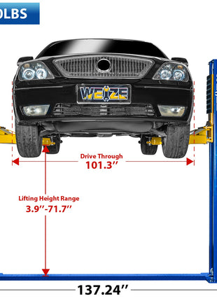 Two Post Automotive Car Lift, 12000 lbs Capacity, 220V 4HP Powerful Motor with Single Point Lock Release