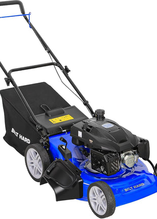 BILT HARD 201cc Push Lawn Mower, 3-in-1 Gas Lawnmower 21 Inch with 4-Cycle Engine, Bagging, Mulching and Side Discharge, Adjustable 10-Positions Cutting Height, Easy Start