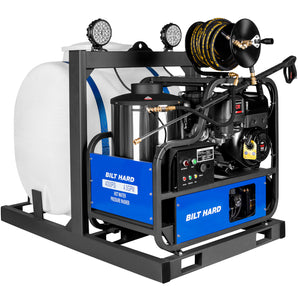 4 GPM 4000 PSI B&S Engine 420cc Gas Powered Hot Water Pressure Washer – Commercial Skid Mount | 300,000 BTU | 175 Gallon