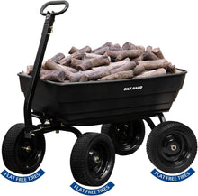 Load image into Gallery viewer, BILT HARD Poly Garden Dump Cart 1200 lbs with No Flat Tires, Quick Release, 2-in-1 Convertible Handle, 7 Cu Ft Dump Wagon Heavy Duty for Yard, Outdoor