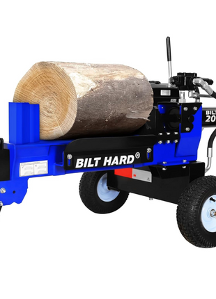 BILT HARD 20-Ton Gas Log Splitter, Hydraulic Wood Splitter with 7 HP 209cc OHV Engine, Towable Hitch, 13" Pneumatic Tires, 2 Stage Gear Pump, Steel Wedge, Firewood Splitting Machine - bilthard