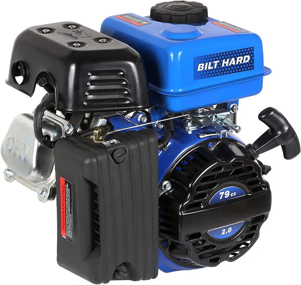 BILT HARD Gas Engine 79cc 2 HP, Gas Motor for Log Splitter, Pressure Washer and Water Pump, EPA & CARB Certified, 4 Stroke OHV Horizontal Shaft with Recoil Start