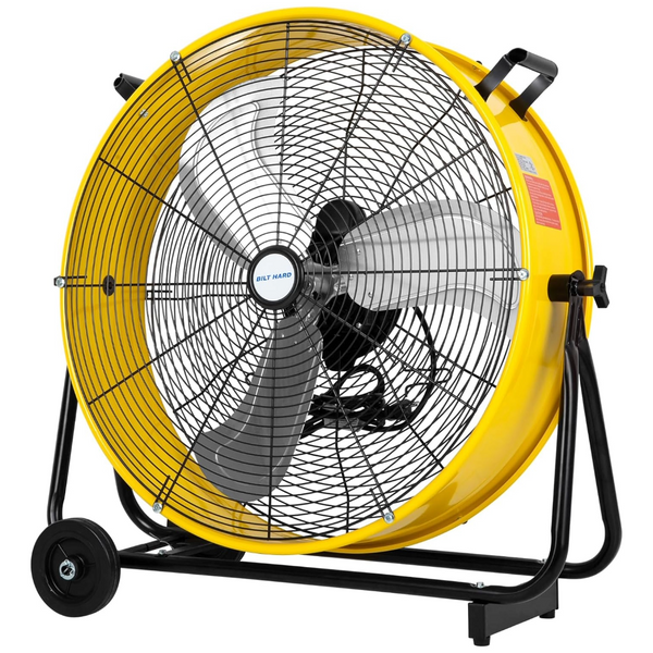 24" 8100 CFM High Velocity Industrial Drum Fan, 3-Speed Heavy Duty Metal Yellow Shop Fan for Garage, Warehouse, Workshops, Factory and Basement, UL Listed