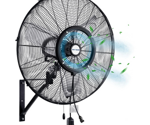24" Outdoor Wall Misting Fan: 3-Speed, 80° Oscillation, Waterproof, Heavy-Duty & ETL Listed
